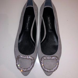 Suede & Crystal Flats